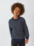 John Lewis Kids' Birdseye Wool Blend Jumper, Navy