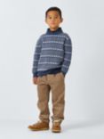 John Lewis Kids' Fair Isle Cotton Jumper, Navy/Ecru