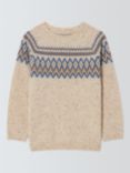 John Lewis Heirloom Collection Kids' Fair Isle Wool Blend Jumper, Oatmeal/Brown