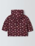 John Lewis Baby Animal Faces Shower Resistant Double Breasted Jacket, Berry