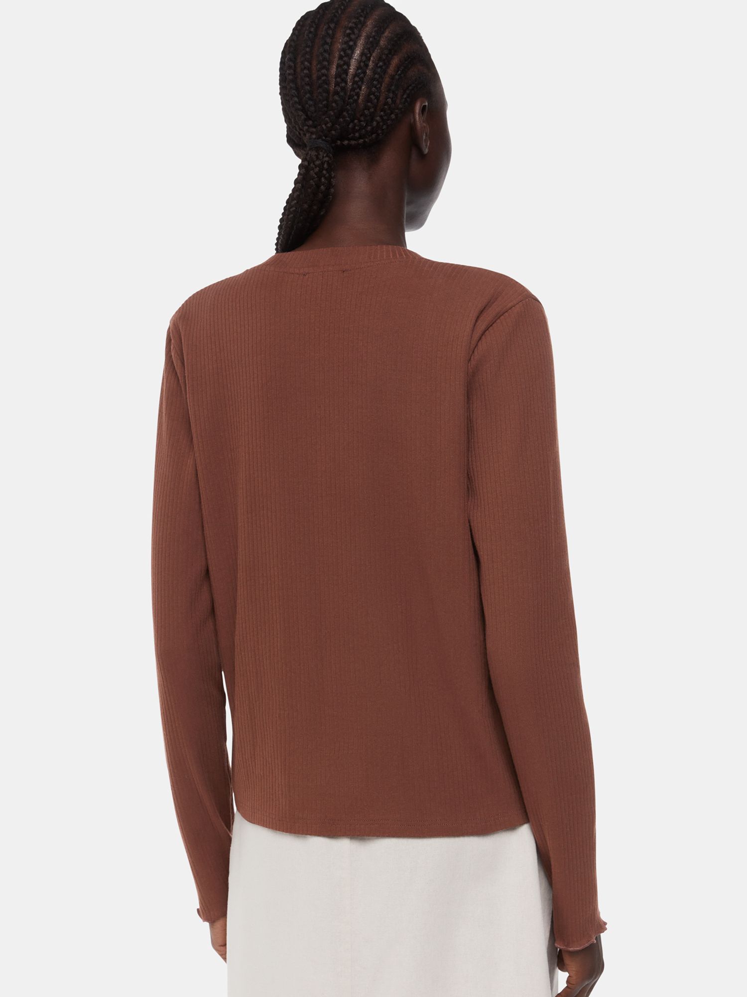 Buy Whistles Ribbed Jersey Button Front Top Online at johnlewis.com