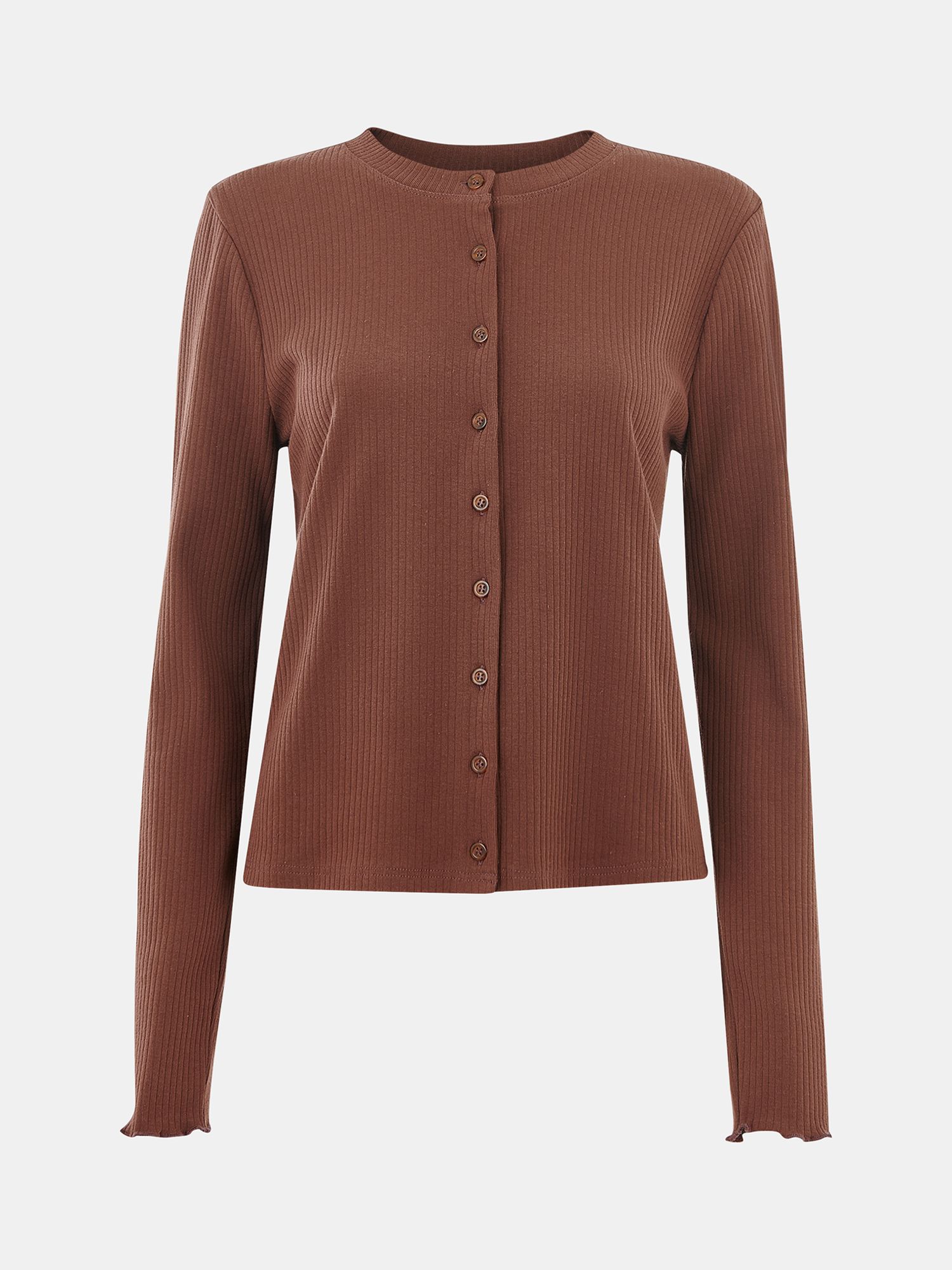 Buy Whistles Ribbed Jersey Button Front Top Online at johnlewis.com