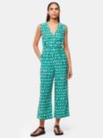 Whistles Lorna Smudged Link Print Cropped Jumpsuit, Green/Multi