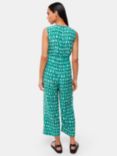 Whistles Lorna Smudged Link Print Cropped Jumpsuit, Green/Multi