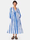 Whistles Gloria Painted Stripe Dress, Blue/White