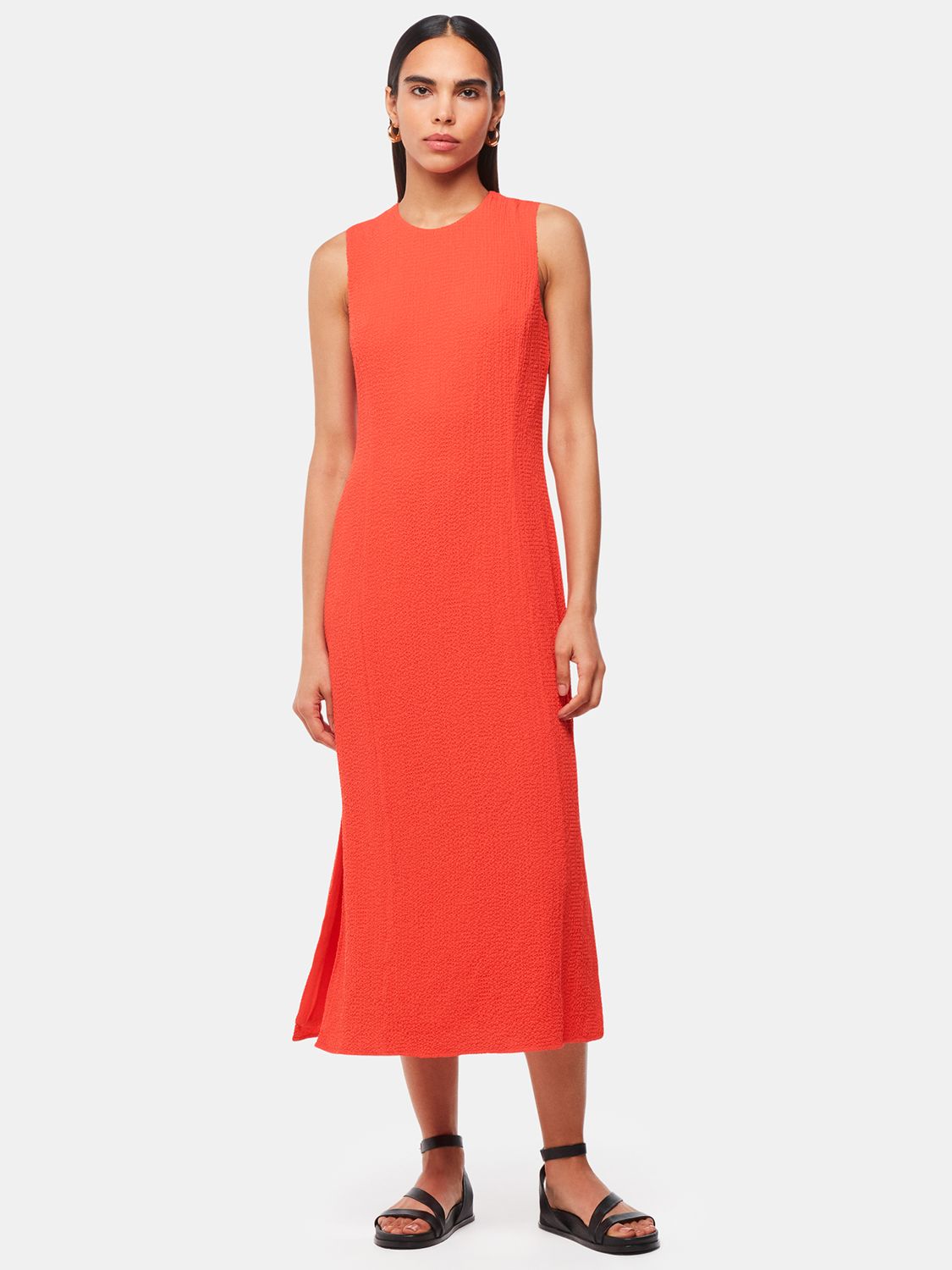 Whistles Erin Textured Midi Dress, Coral, 6