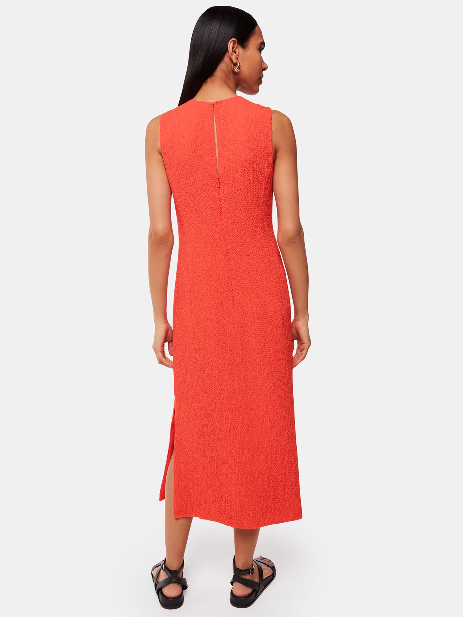 Whistles Erin Textured Midi Dress, Coral, 6