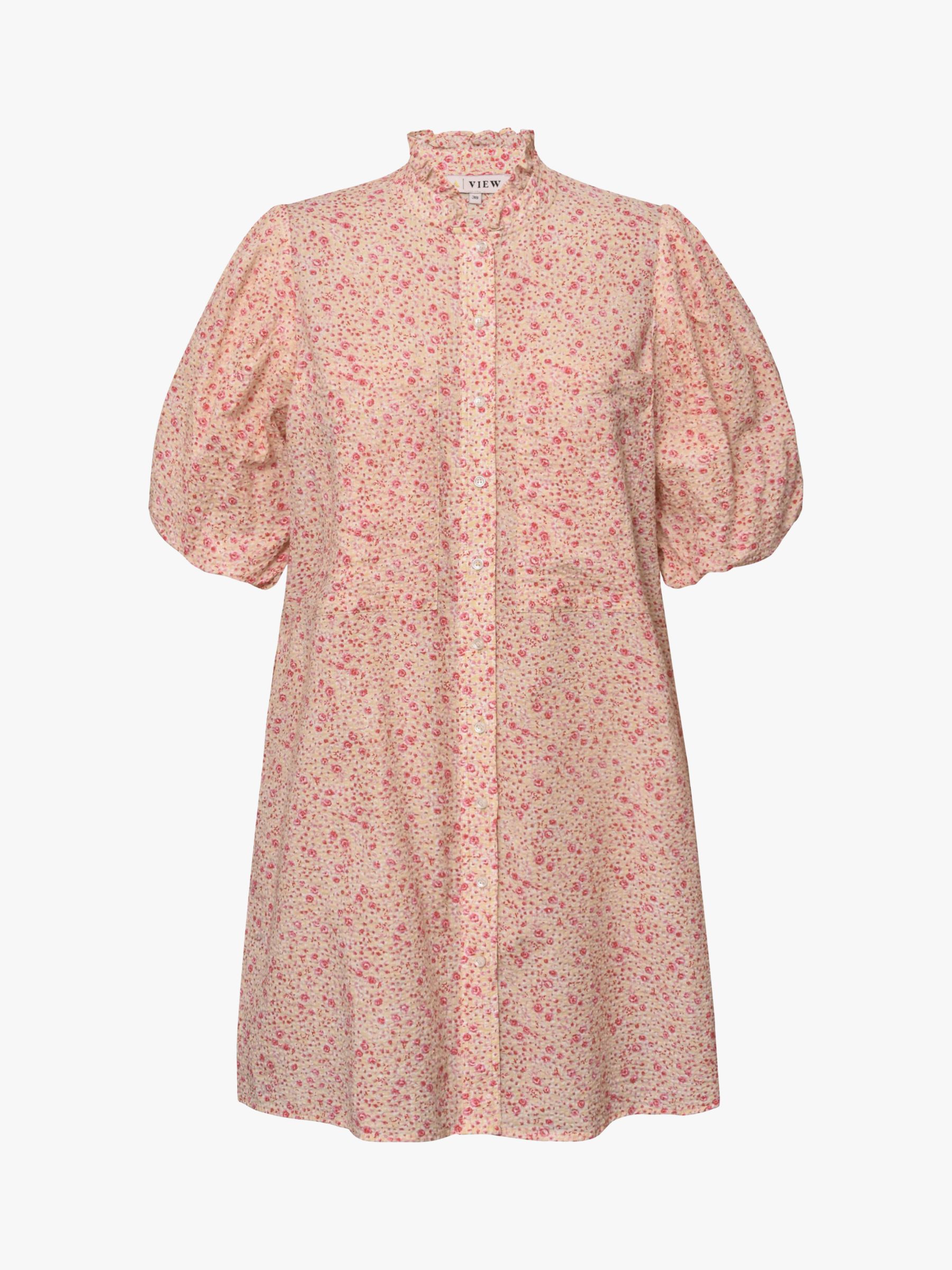 Buy A-VIEW Tiffany Floral Print Dress, Yellow/Rose Online at johnlewis.com