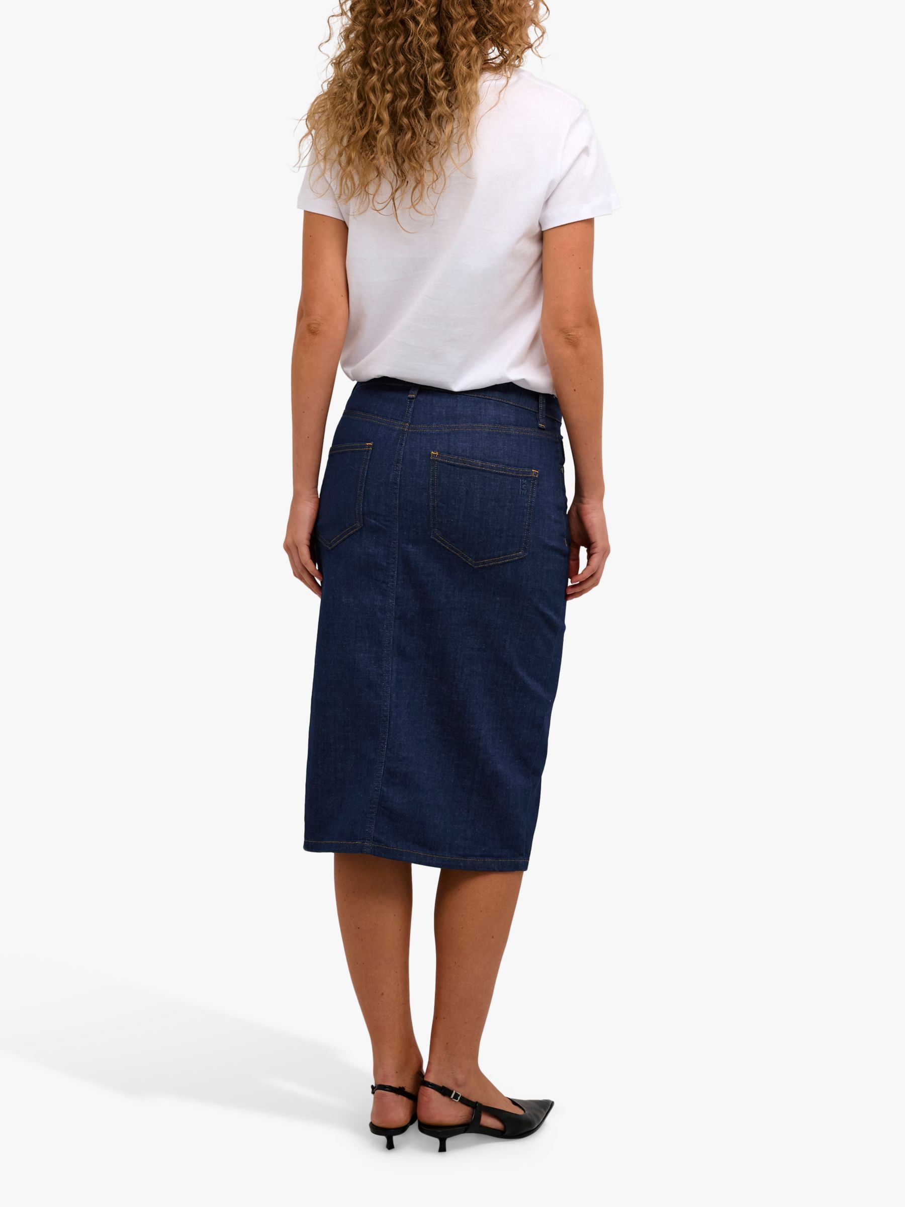 Buy MY ESSENTIAL WARDROBE Dekota Denim High-Waisted Midi Skirt, Dark Blue Online at johnlewis.com