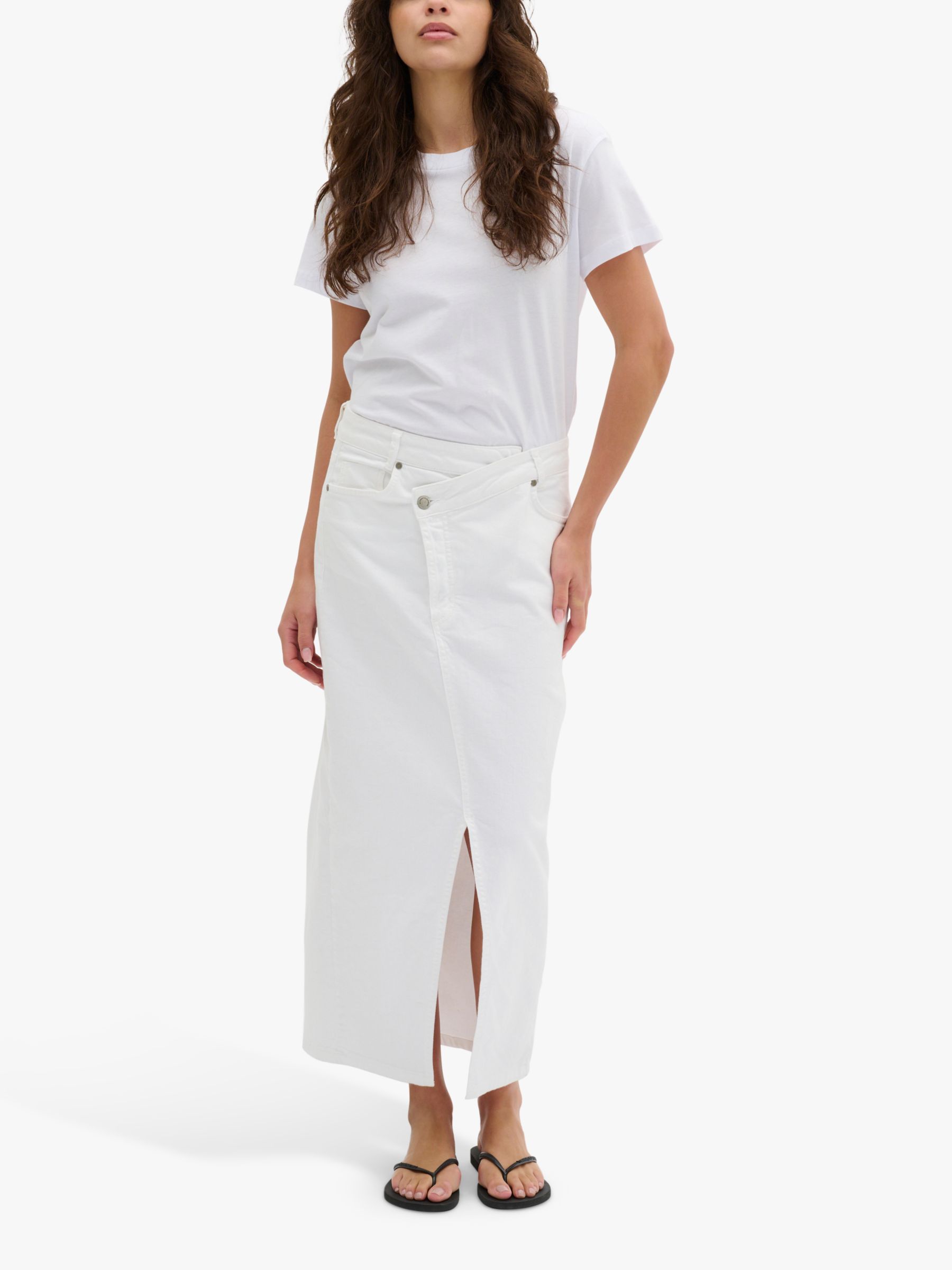 Buy MY ESSENTIAL WARDROBE Tempa Wrap Denim Midi Skirt, White Wash Online at johnlewis.com