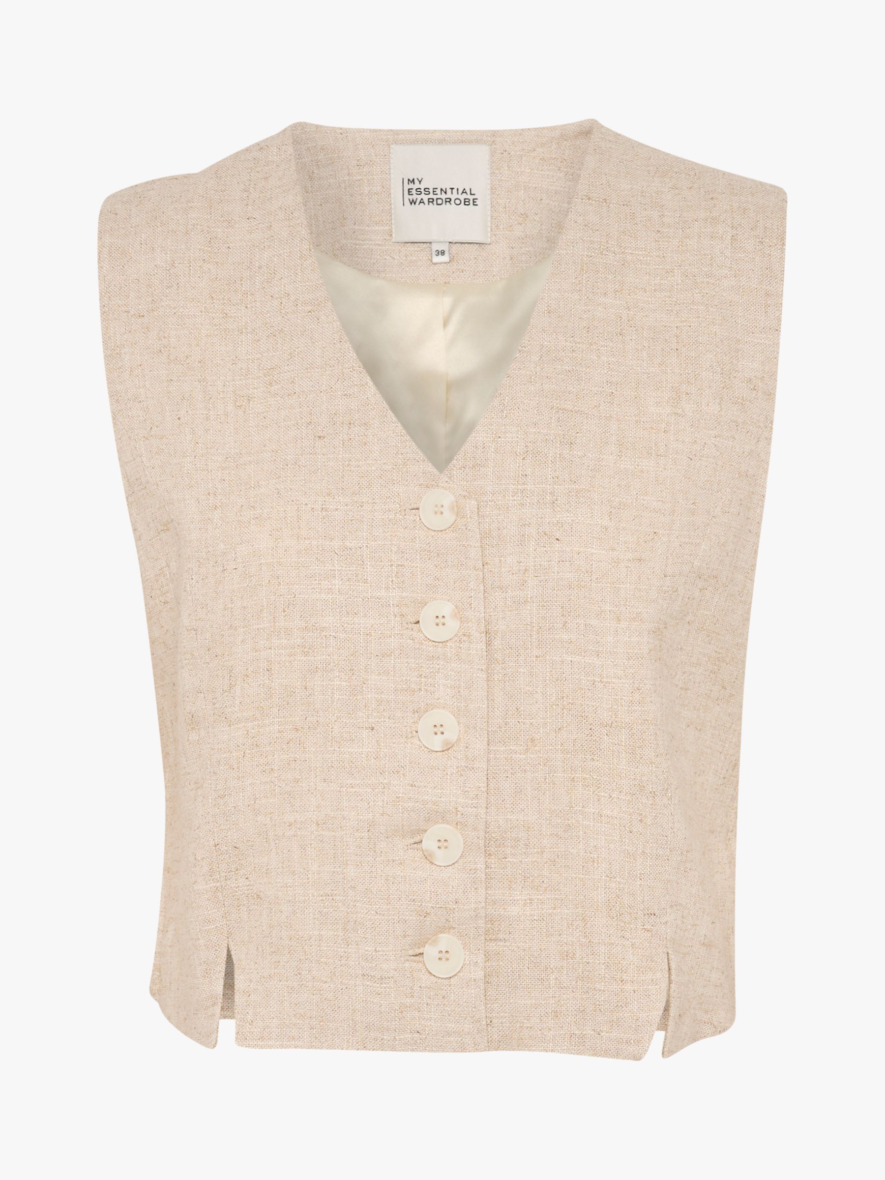 Buy MY ESSENTIAL WARDROBE Lavita V-neck Button Waistcoat, Oatmeal Melange Online at johnlewis.com