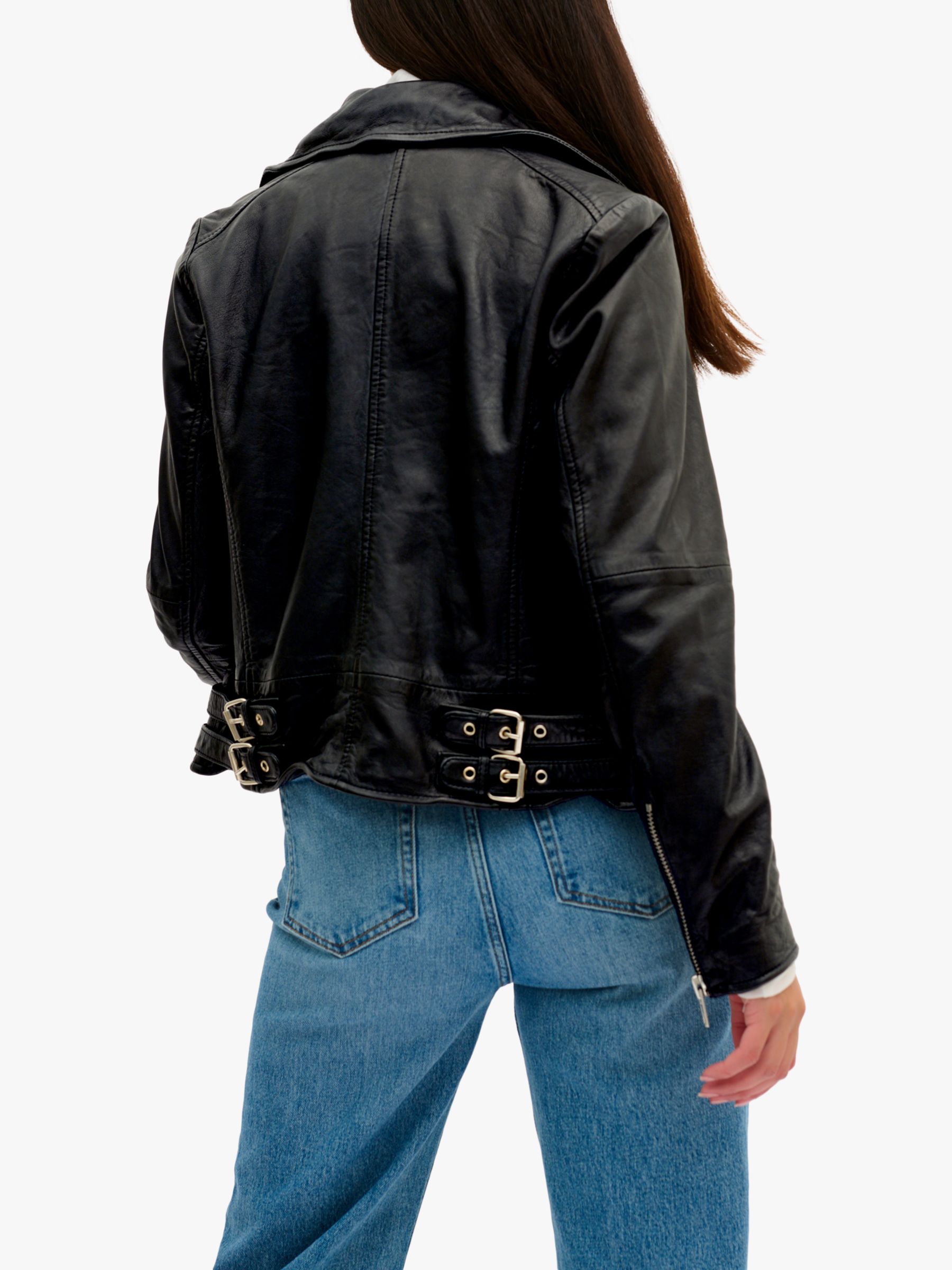 Buy MY ESSENTIAL WARDROBE Leather Biker Jacket, Black Online at johnlewis.com
