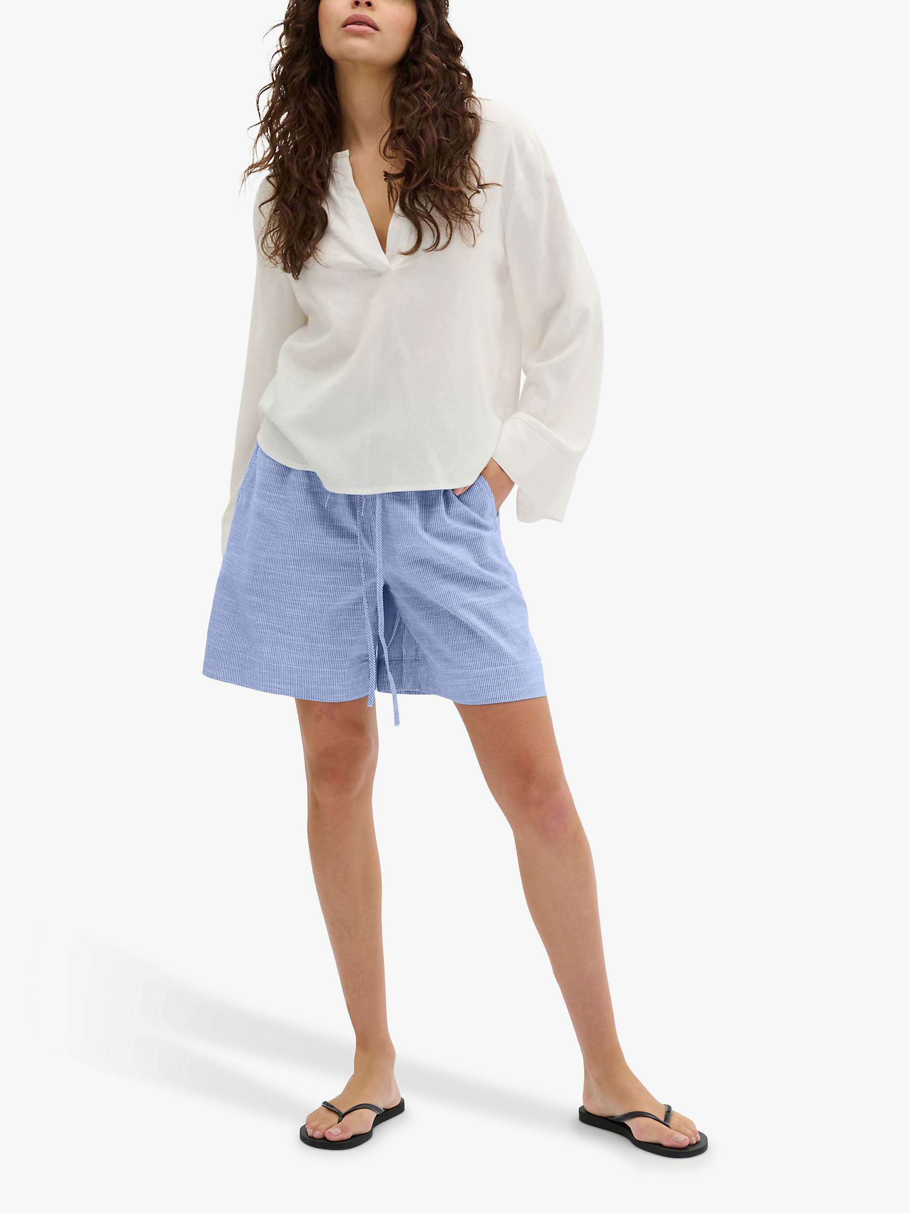Buy MY ESSENTIAL WARDROBE Skye Stripe Cotton Shorts, Delft Blue Online at johnlewis.com