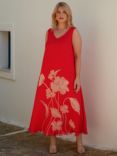 Live Unlimited Petite Floral Print Sleeveless Maxi Dress, Red