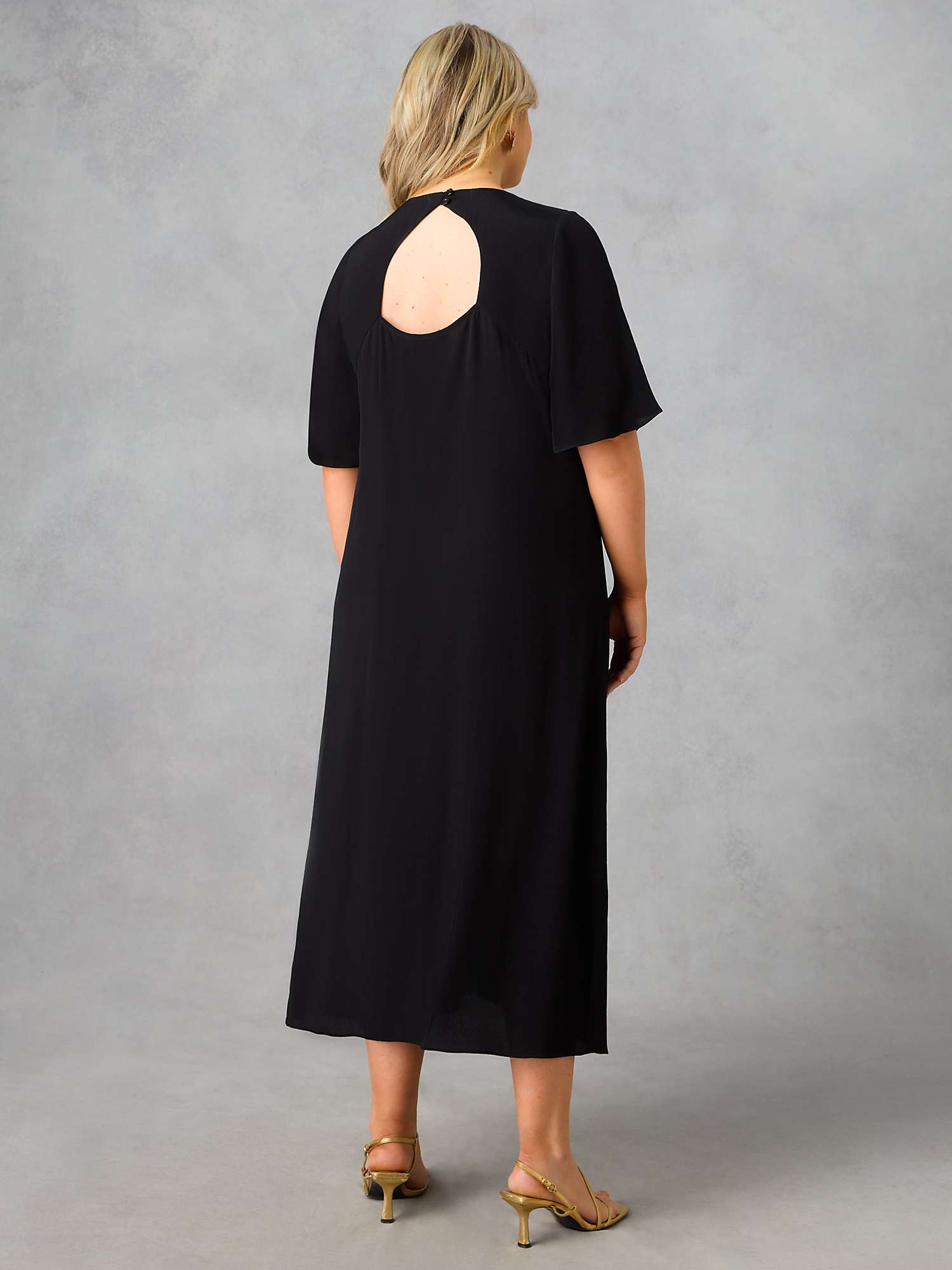 Buy Live Unlimited Curve Flutter Sleeve T-Shirt Midi Dress, Black Online at johnlewis.com