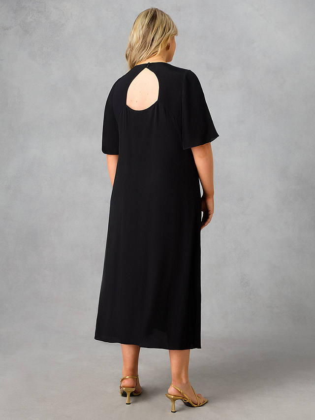 Live Unlimited Curve Flutter Sleeve T-Shirt Midi Dress, Black