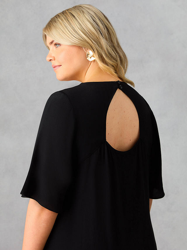 Live Unlimited Curve Flutter Sleeve T-Shirt Midi Dress, Black