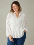 Live Unlimited Curve Broderie V-Neck Top, White