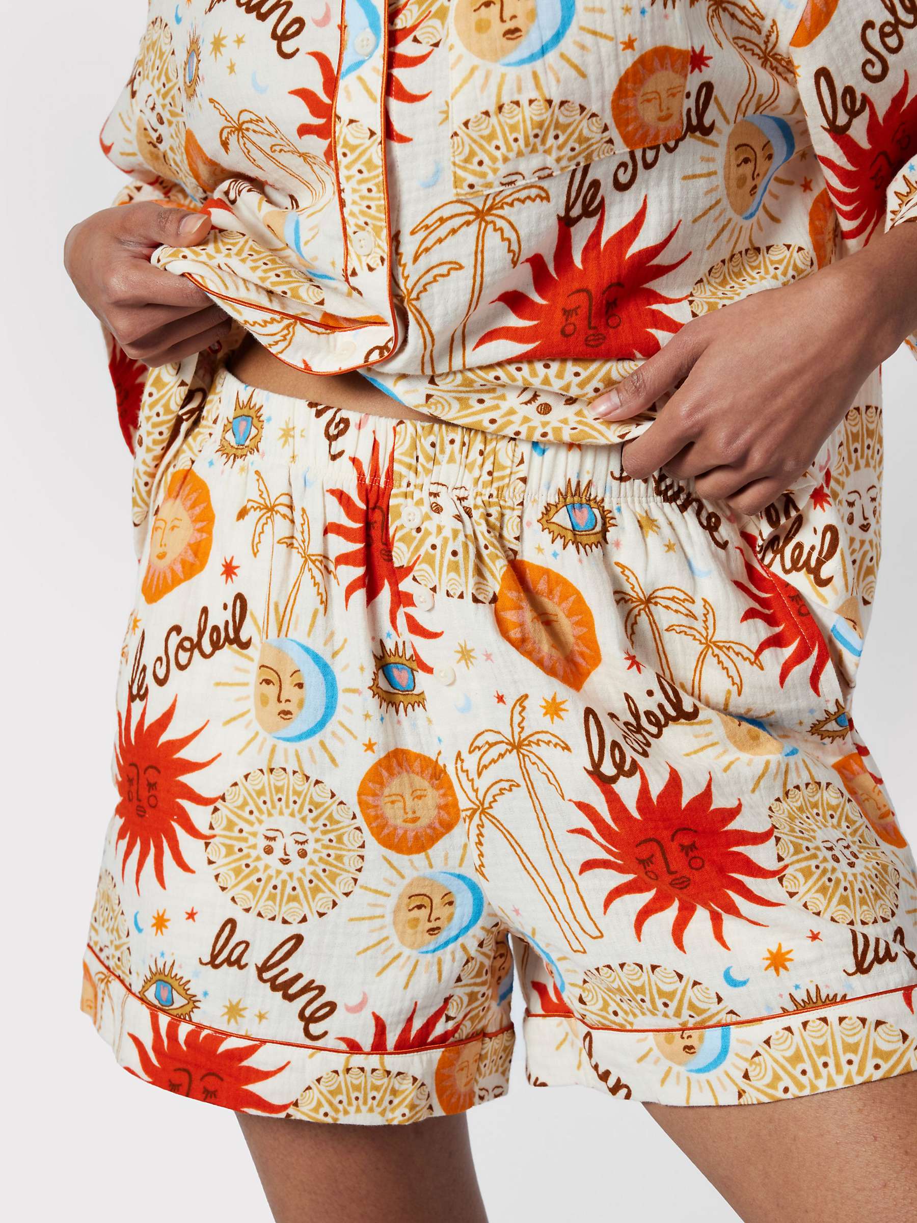 Buy Chelsea Peers Sun & Moon Print Oversized Short Pyjamas, Off White/Multi Online at johnlewis.com