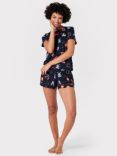 Chelsea Peers Curve Star Sign Print Short Pyjama Set, Navy/Multi
