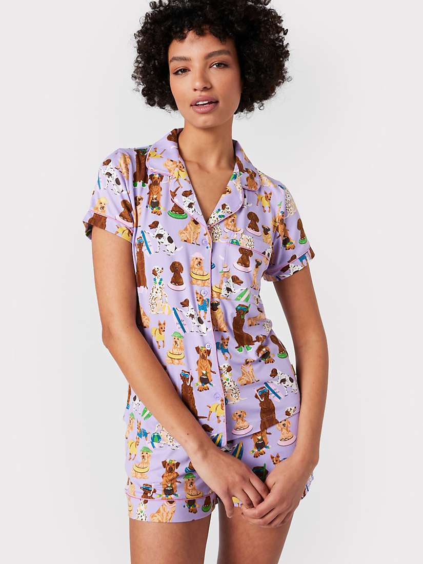 Buy Chelsea Peers Curve Dog Print Short Jersey Pyjamas, Lilac/Multi Online at johnlewis.com
