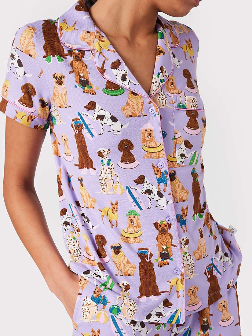 Buy Chelsea Peers Curve Dog Print Short Jersey Pyjamas, Lilac/Multi Online at johnlewis.com