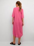 KAFFE Milia Midi Length Kaftan Linen Blend Dress, Hot Pink