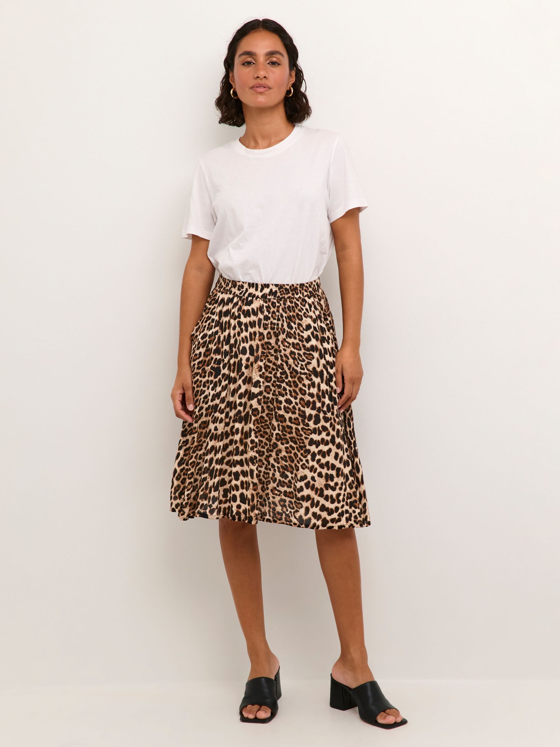 KAFFE Amber Classic Leopard Skirt, Multi, 18