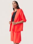 Soaked In Luxury Malia Open Front Notch Lapel Blazer, Hot Coral