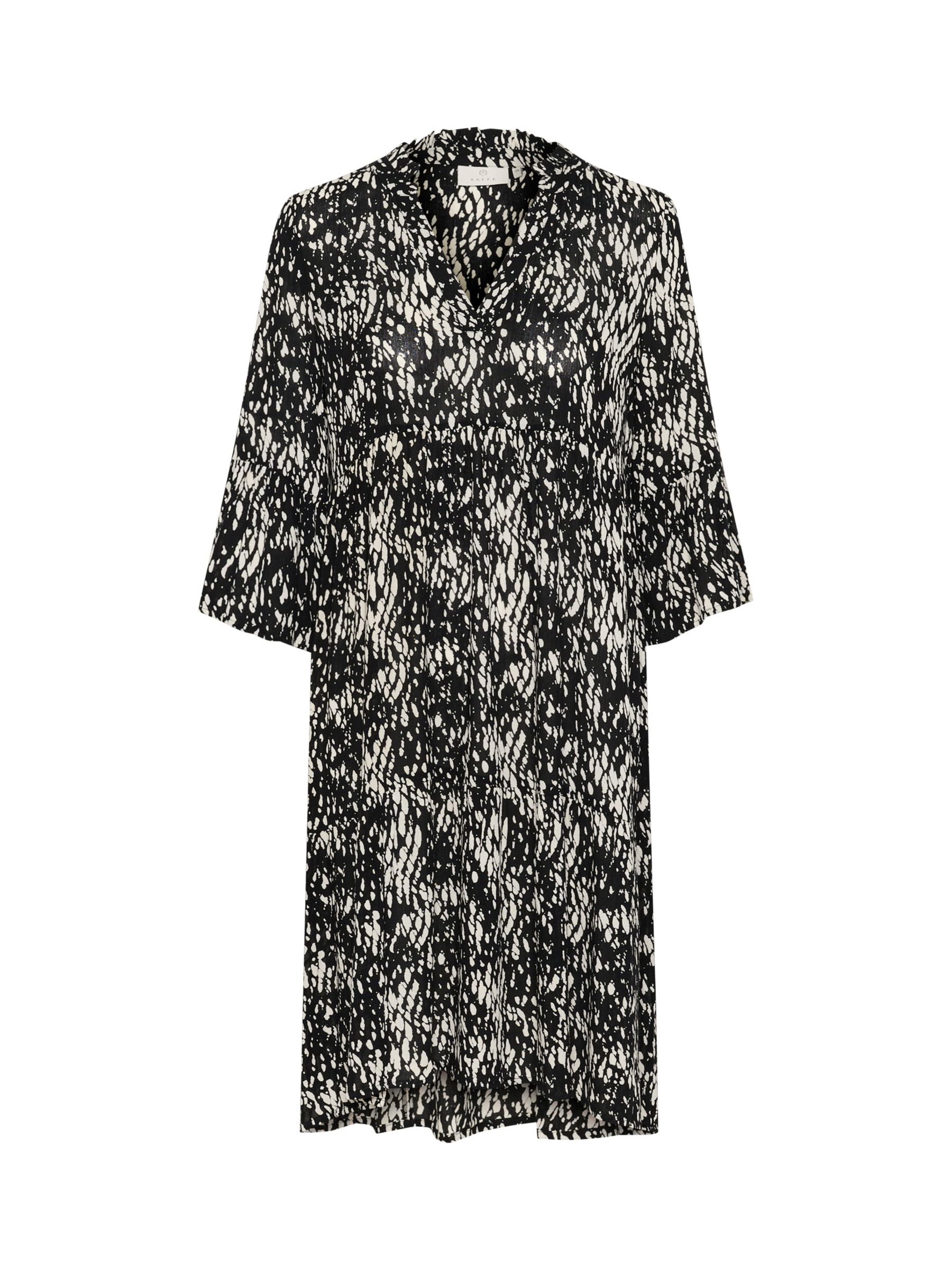 KAFFE Hera Amber Abstract Graphic Print Dress, Black/White, 8