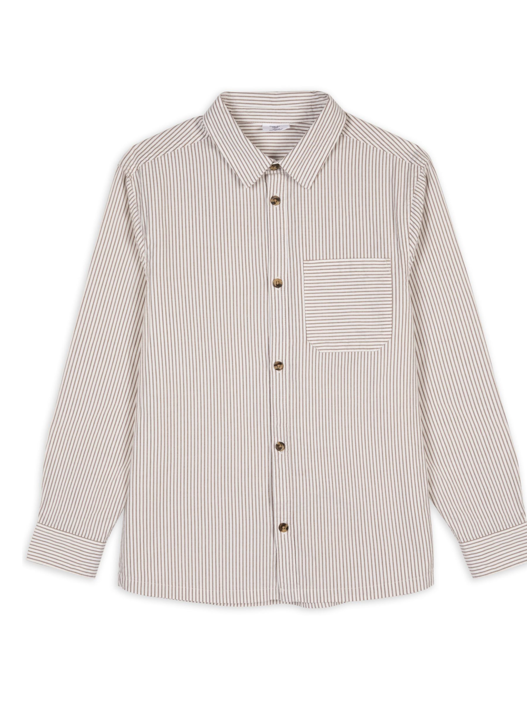 Chelsea Peers Cotton Stripe Shirt, Beige, L