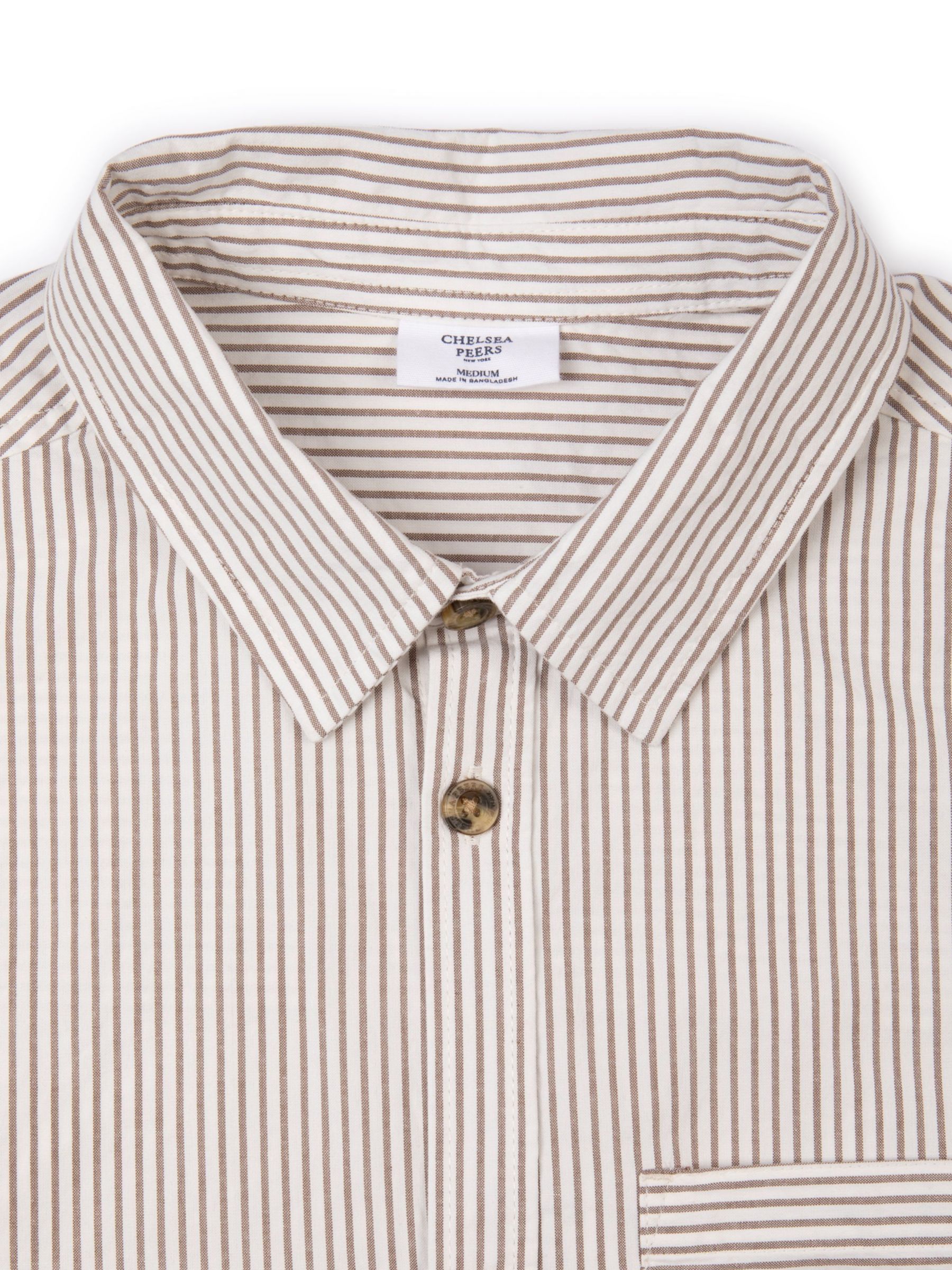 Chelsea Peers Cotton Stripe Shirt, Beige, L