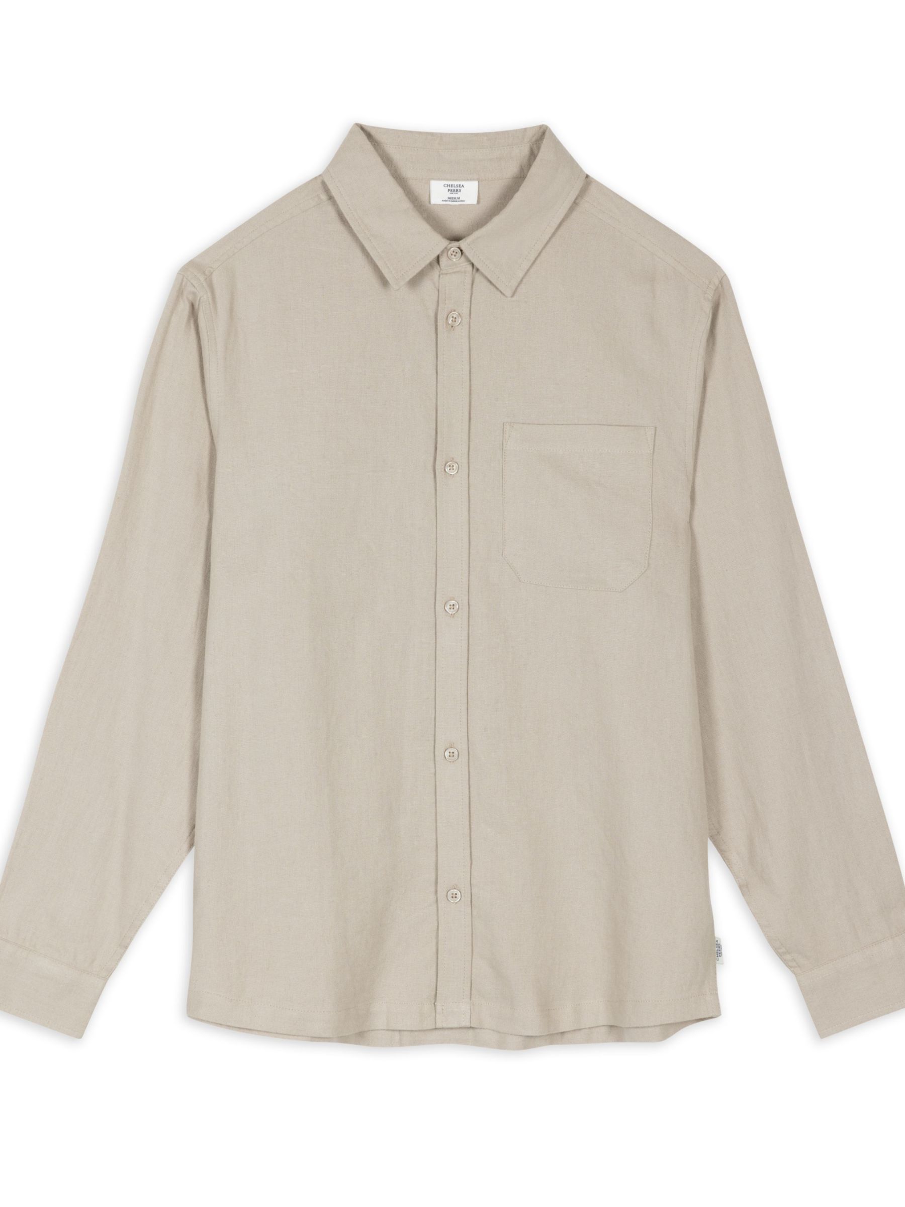 Chelsea Peers Linen Blend Long Sleeve Shirt, Camel, L