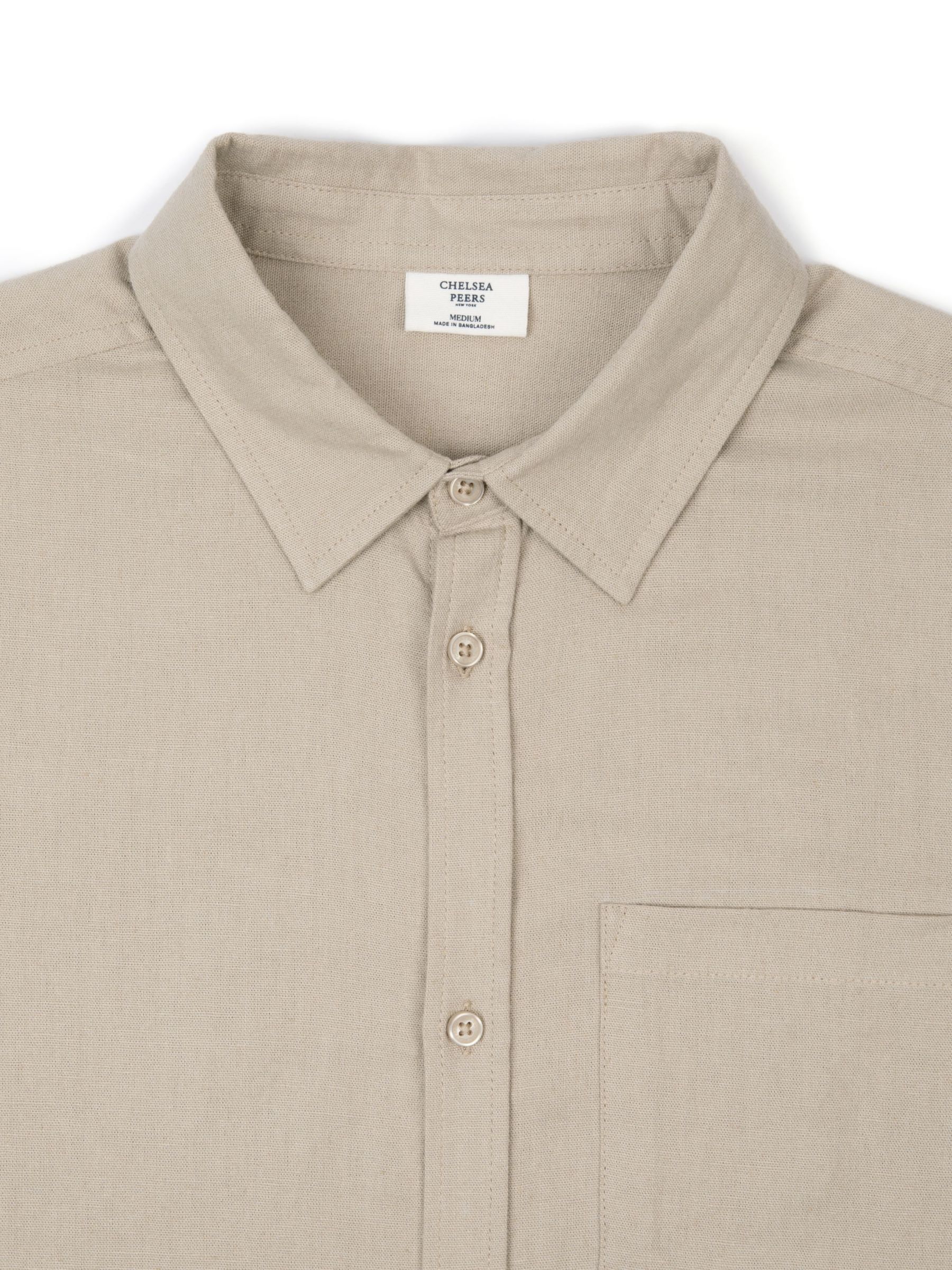 Chelsea Peers Linen Blend Long Sleeve Shirt, Camel, S