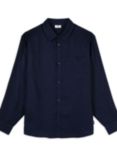 Chelsea Peers Linen Blend Long Sleeve Shirt, Navy
