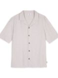 Chelsea Peers Linen Blend Micro Stripe Shirt, Beige