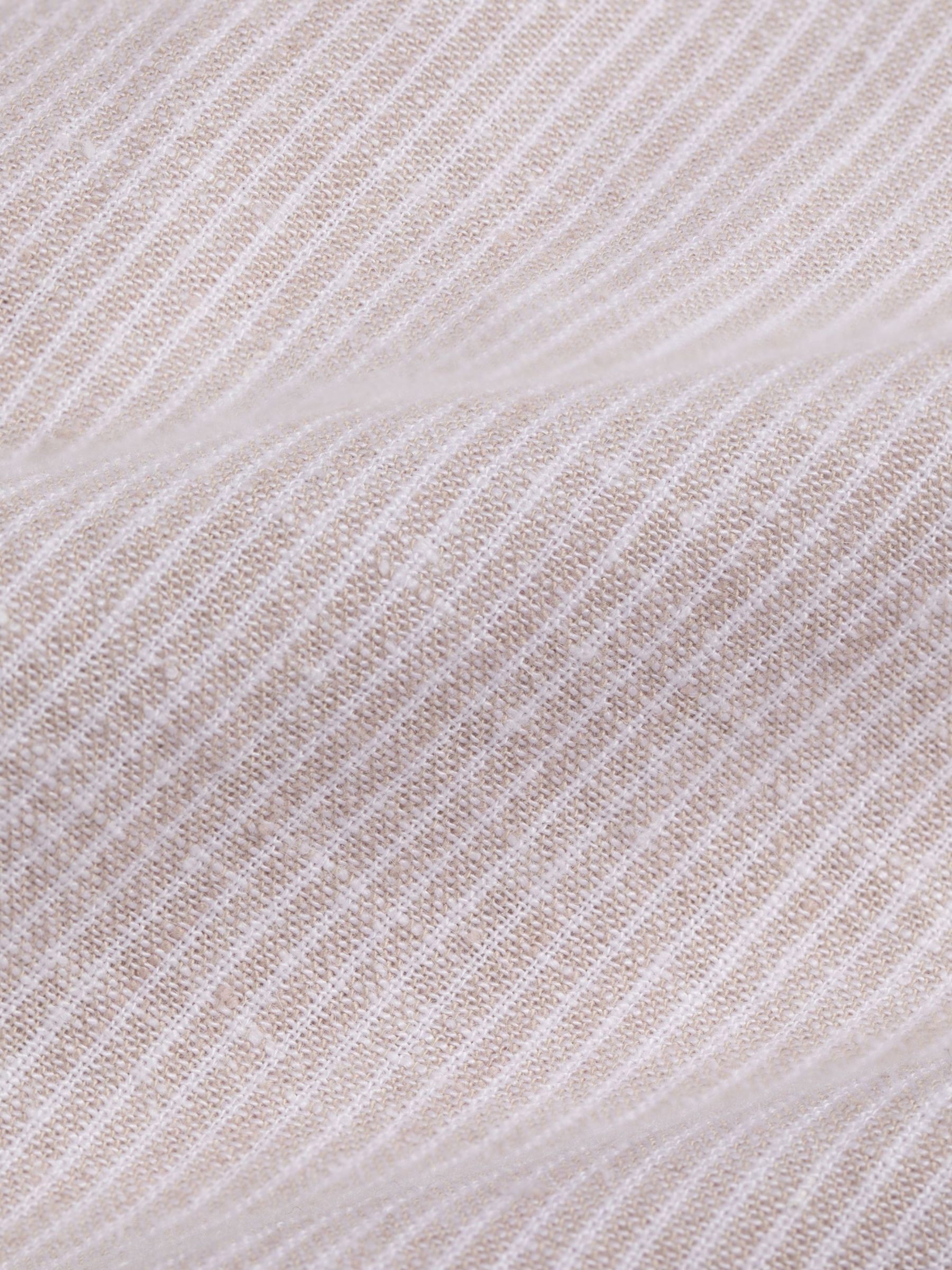 Chelsea Peers Linen Blend Micro Stripe Shirt, Beige, L
