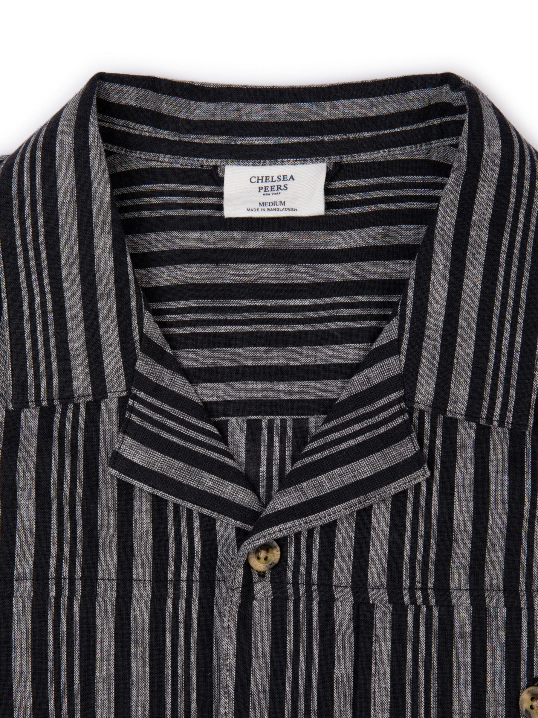 Buy Chelsea Peers Linen Blend Stripe Shirt, Black/White Online at johnlewis.com