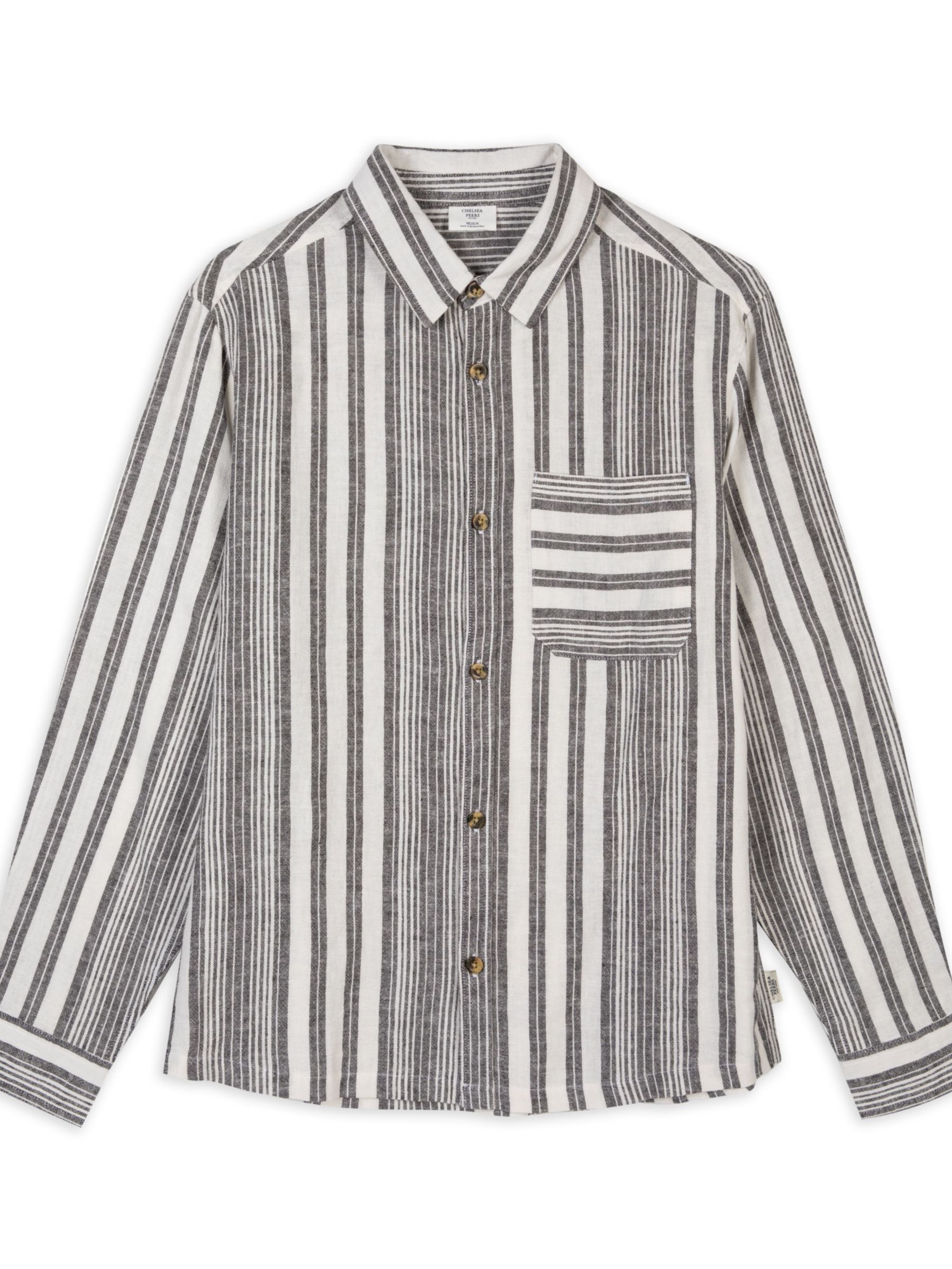 Buy Chelsea Peers Linen Blend Stripe Shirt, Off White/Grey Online at johnlewis.com