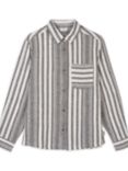 Chelsea Peers Linen Blend Stripe Shirt, Off White/Grey