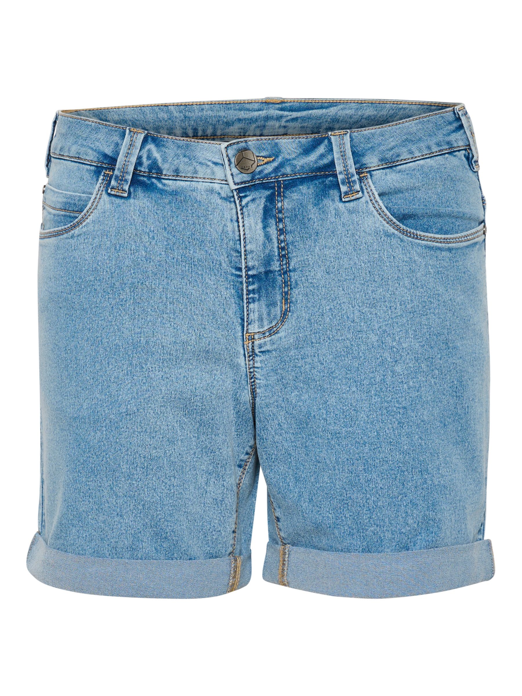 KAFFE Vicky Classic Denim Turn-Up Shorts, Light Blue Washed