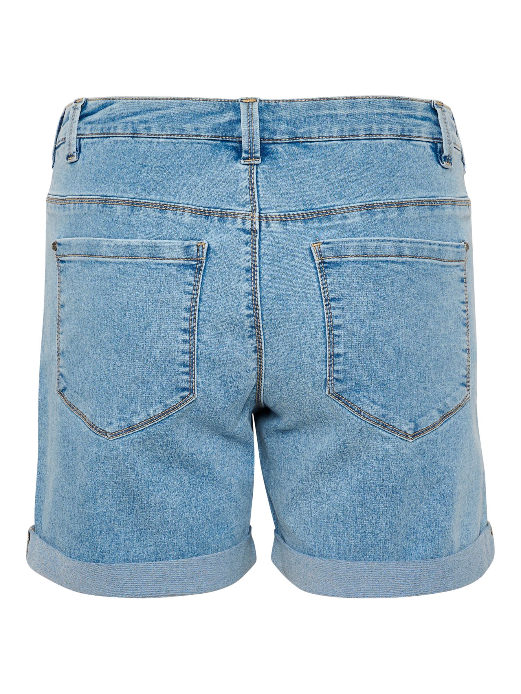 KAFFE Vicky Classic Denim Turn-Up Shorts, Light Blue Washed