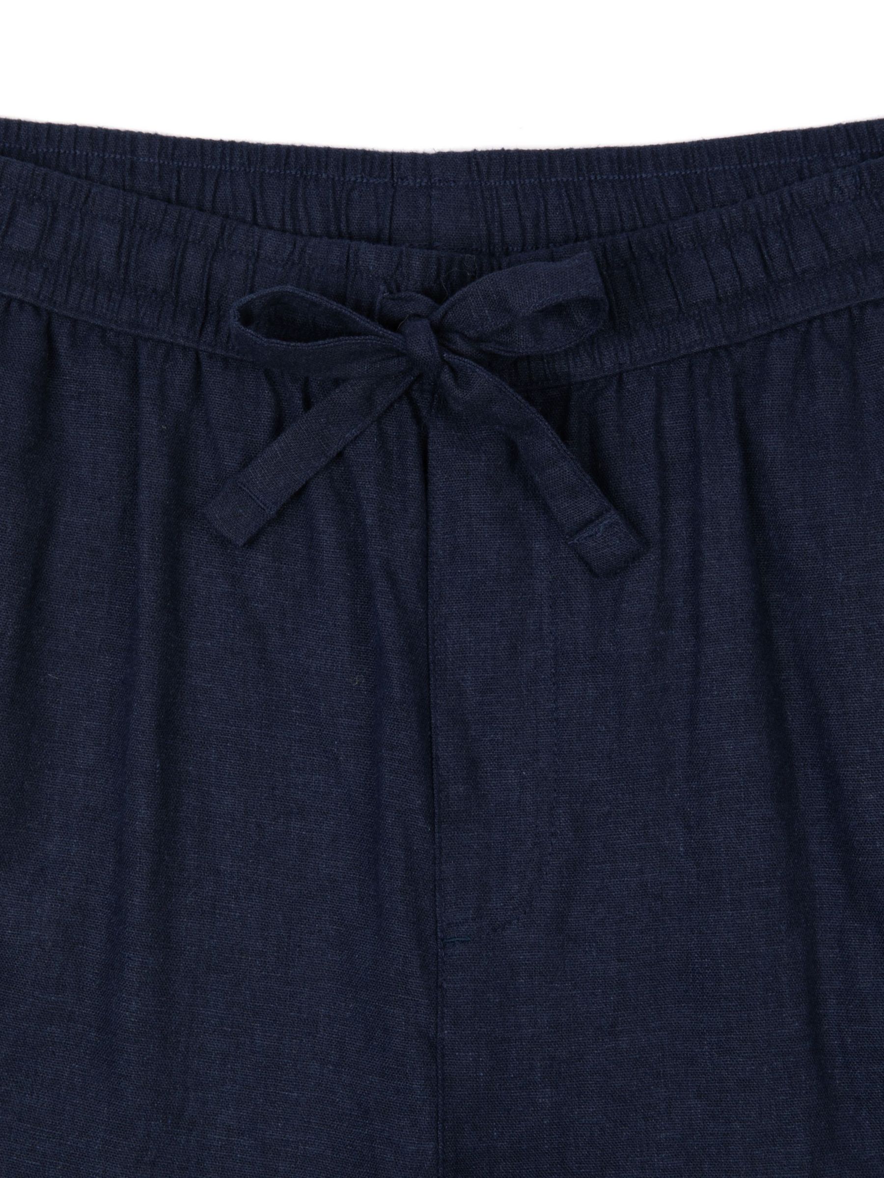Chelsea Peers Linen Blend Relaxed Trousers, Navy, L