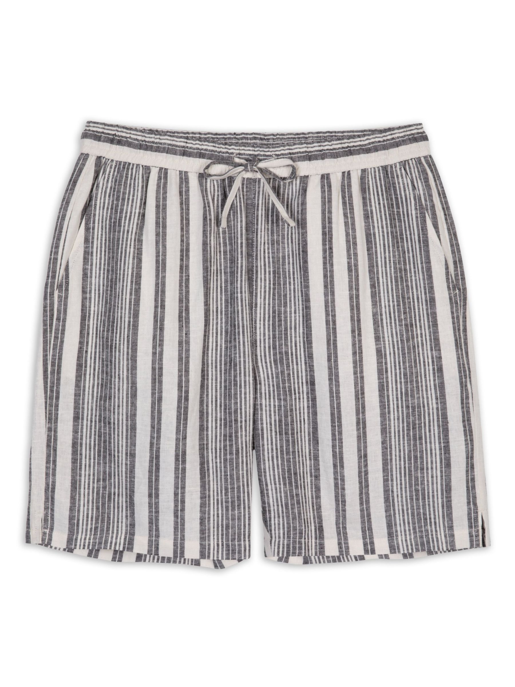 Chelsea Peers Linen Blend Stripe Shorts, White/Multi, L