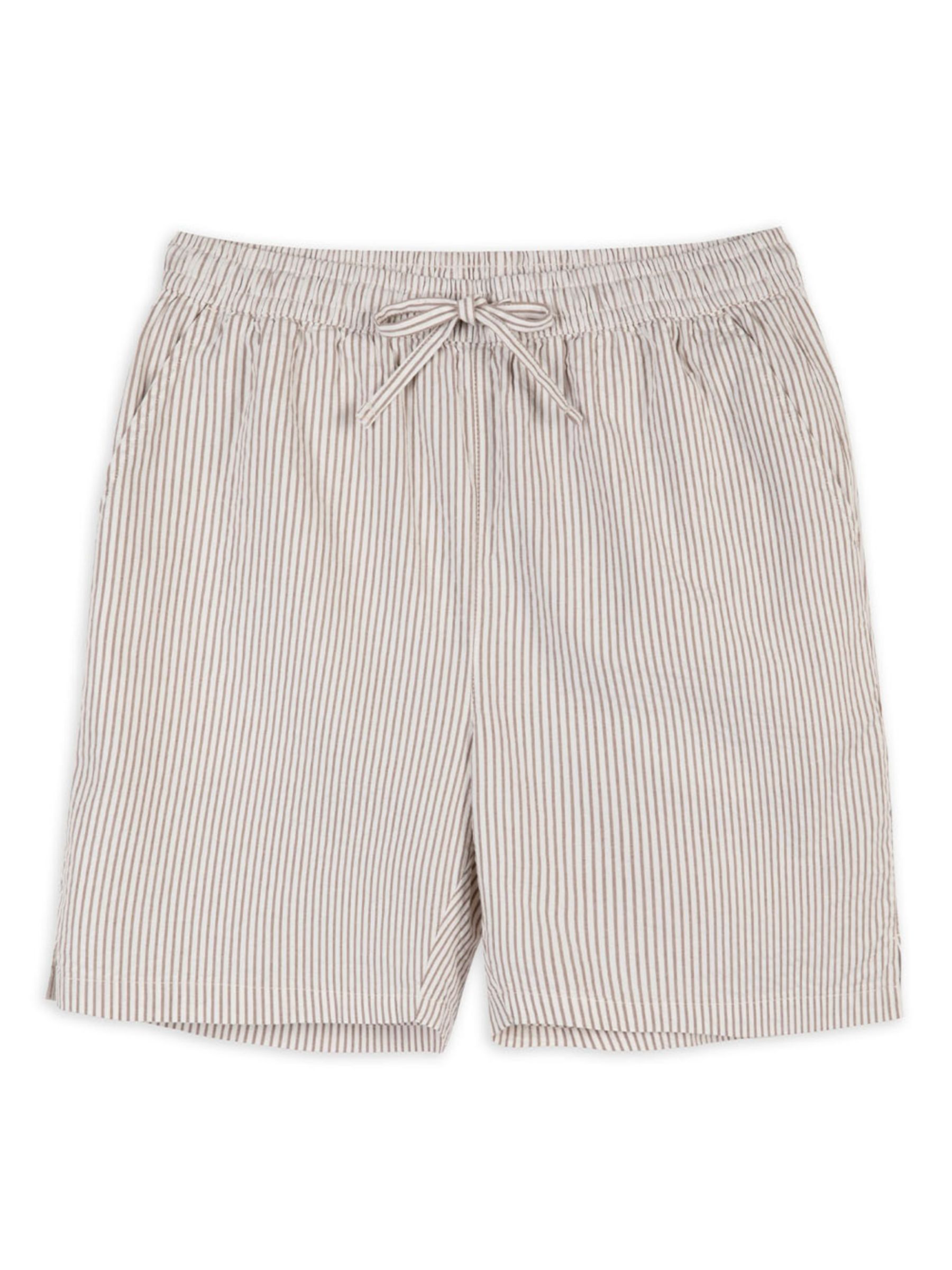 Chelsea Peers Cotton Stripe Shorts, Beige, L