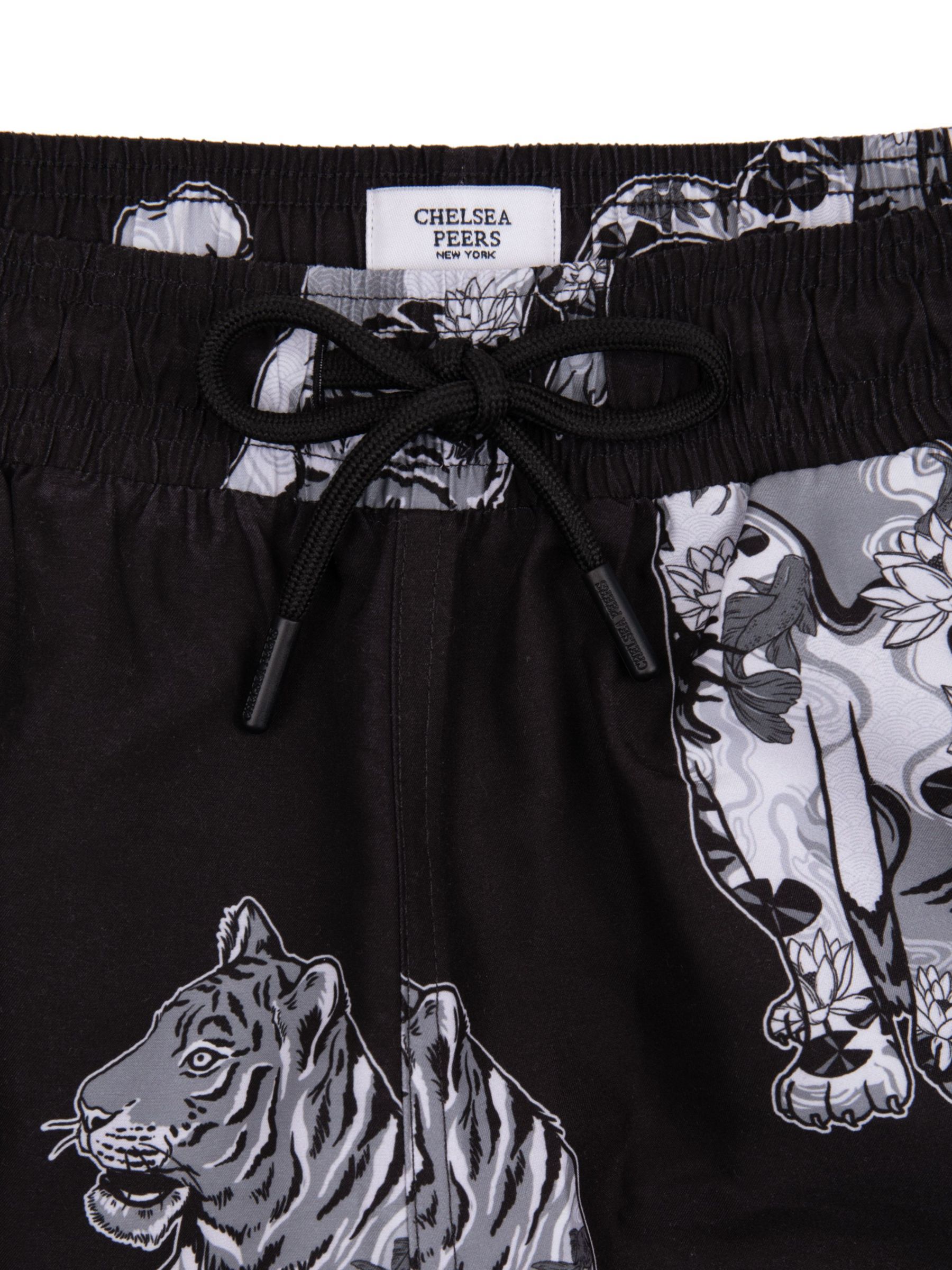 Buy Chelsea Peers Lotus Tiger Print Swim Shorts, Black/White Online at johnlewis.com