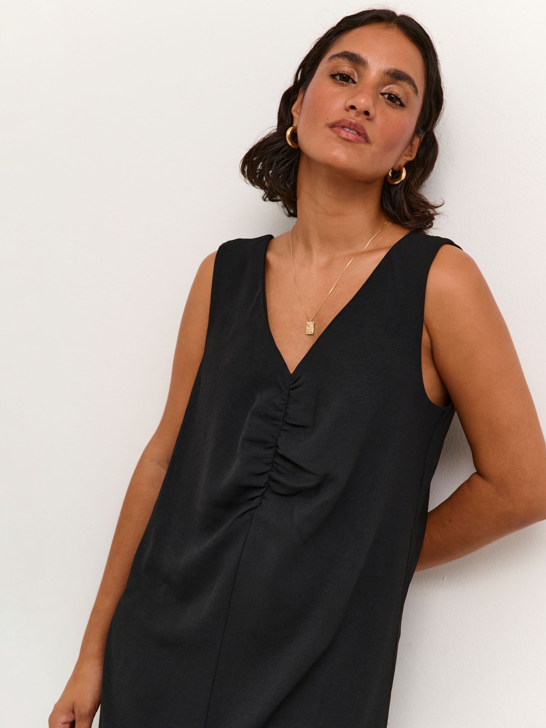 KAFFE Silja V-Neck Sleeveless Maxi Dress, Deep Black, 8