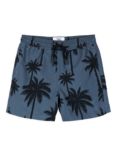 Chelsea Peers Kids' Midnight Palm Print Swim Shorts, Navy/Blue
