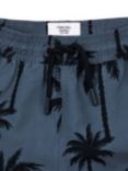Chelsea Peers Kids' Midnight Palm Print Swim Shorts, Navy/Blue