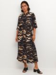 KAFFE Laila Tiger Print Maxi Dress, Black/Brown